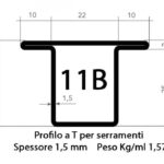 Profilo saldato a T per serramenta 11B zincato