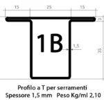 Profilo saldato a T per serramenta 1B