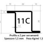 Profilo saldato a Z per serramenta 11C zincato
