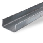 Profilo aperto ad U 50x100x50x2 mm con base larga in ferro nero