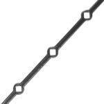 Barra forata a rombo sul lato, in ferro liscio quadro 12 mm