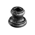 Mezza borchia in ferro, tonda con foro quadro 14,5 mm