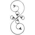 Pannello in ferro battuto a S con foglie 870x340 mm