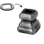 Mezza borchia in ferro, quadra con foro quadro 14,5 mm