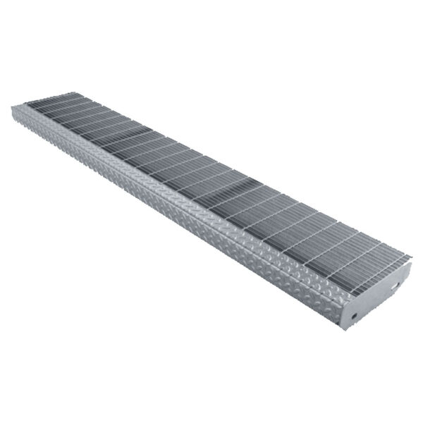 Gradino in grigliato elettroforgiato zincato antitacco, maglia 15x76 mm