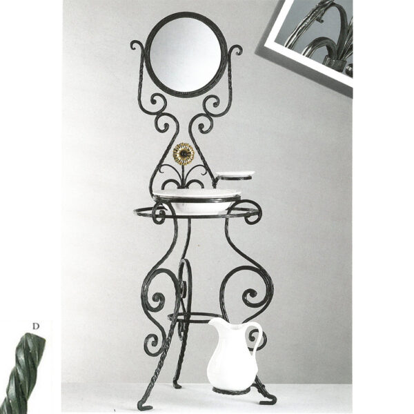 Specchiera toiletta in ferro batutto decorato - Opera